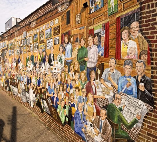 A mural on the outside of Finnegan's restaurant