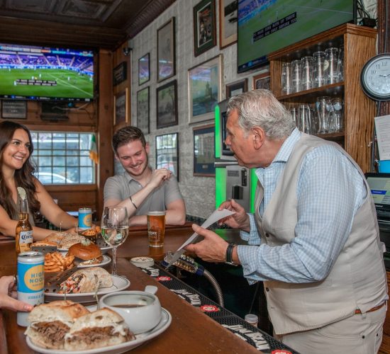 Food served at the bar at Finnegan's restaurant and taproom